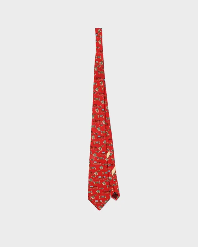 Vintage 1990s Salvatore Ferragamo Patterned Silk Tie made by Salvatore Ferragamo