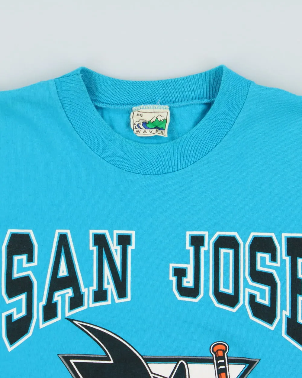 Vintage 1991 San Jose Sharks NHL Heavyweight Waves Single Stitch Made In Canada Crewneck T-Shirt - XL sold by Rokit product image thumbnail 5