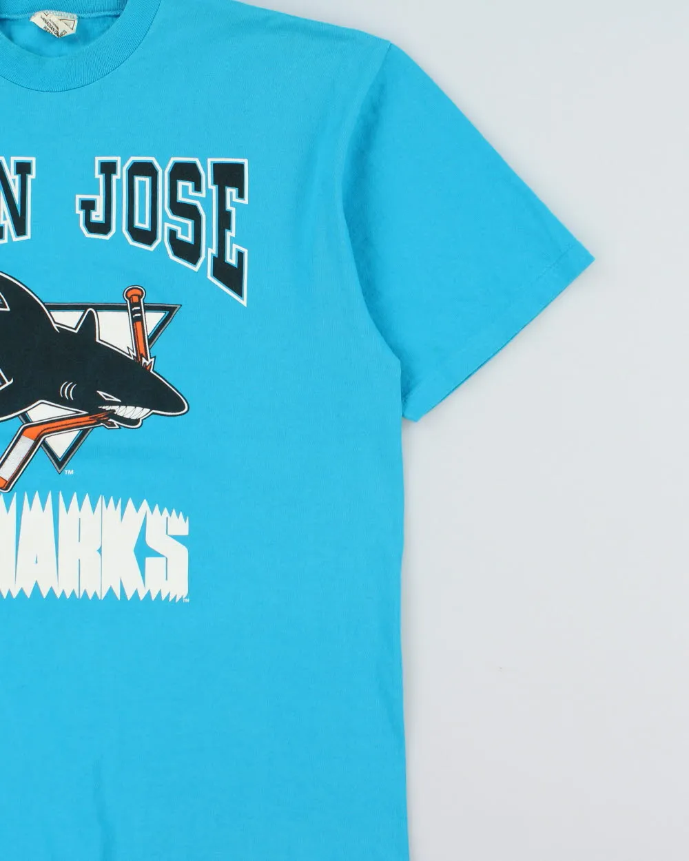 Vintage 1991 San Jose Sharks NHL Heavyweight Waves Single Stitch Made In Canada Crewneck T-Shirt - XL sold by Rokit product image thumbnail 3