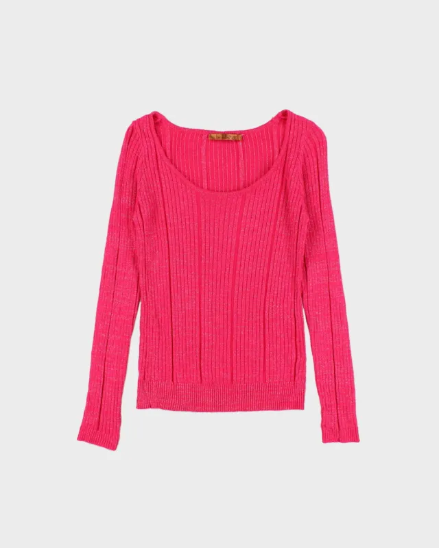 Vintage Y2K 2000s Belldini Ribbed Sparkly Knit Long Sleeve Jumper - S made by Rokit