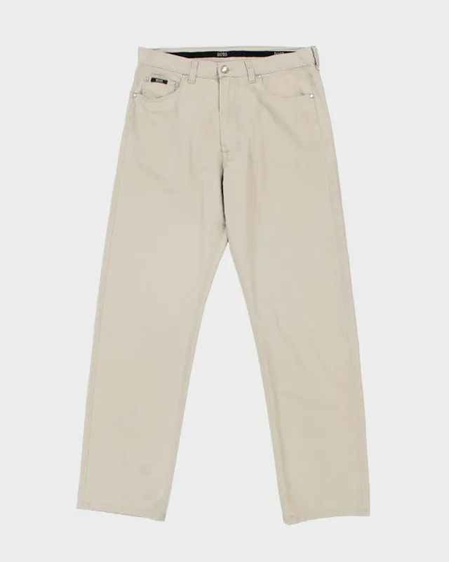 Vintage 1990s Hugo Boss Desert Khaki Lightweight Relaxed Straight Leg Trousers - W33 L32 made by Hugo Boss