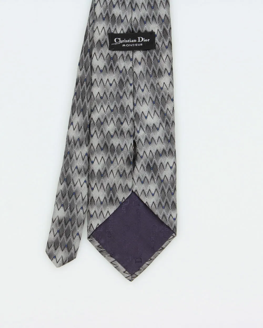 Vintage 1980s Christian Dior Monsieur Zig Zag Patterned Silk Tie sold by Rokit product image thumbnail 3