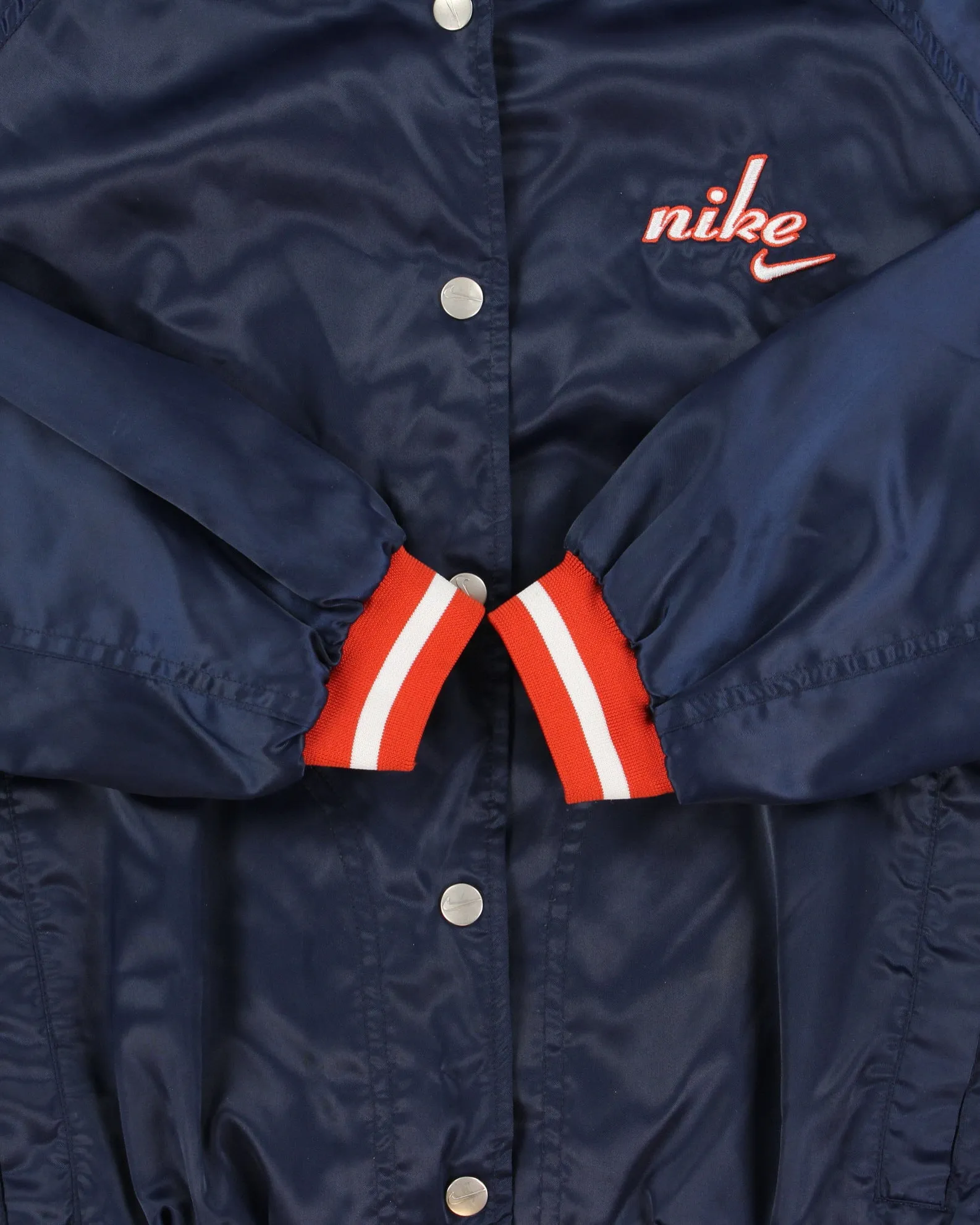 Vintage 1990s Nike Women's Satin Shell Embroidered Varsity Bomber Jacket - M sold by Rokit product image thumbnail 4