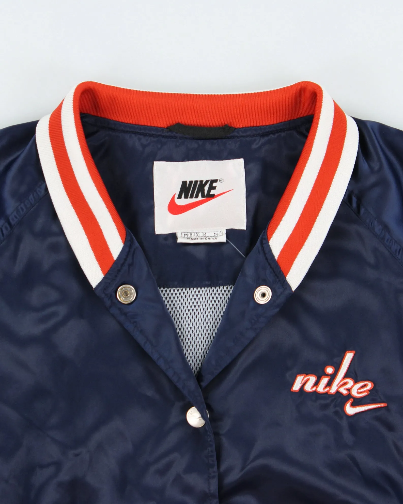 Vintage 1990s Nike Women's Satin Shell Embroidered Varsity Bomber Jacket - M sold by Rokit product image thumbnail 5