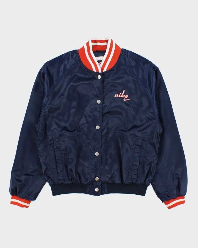 Vintage 1990s Nike Women's Satin Shell Embroidered Varsity Bomber Jacket - M made by Nike