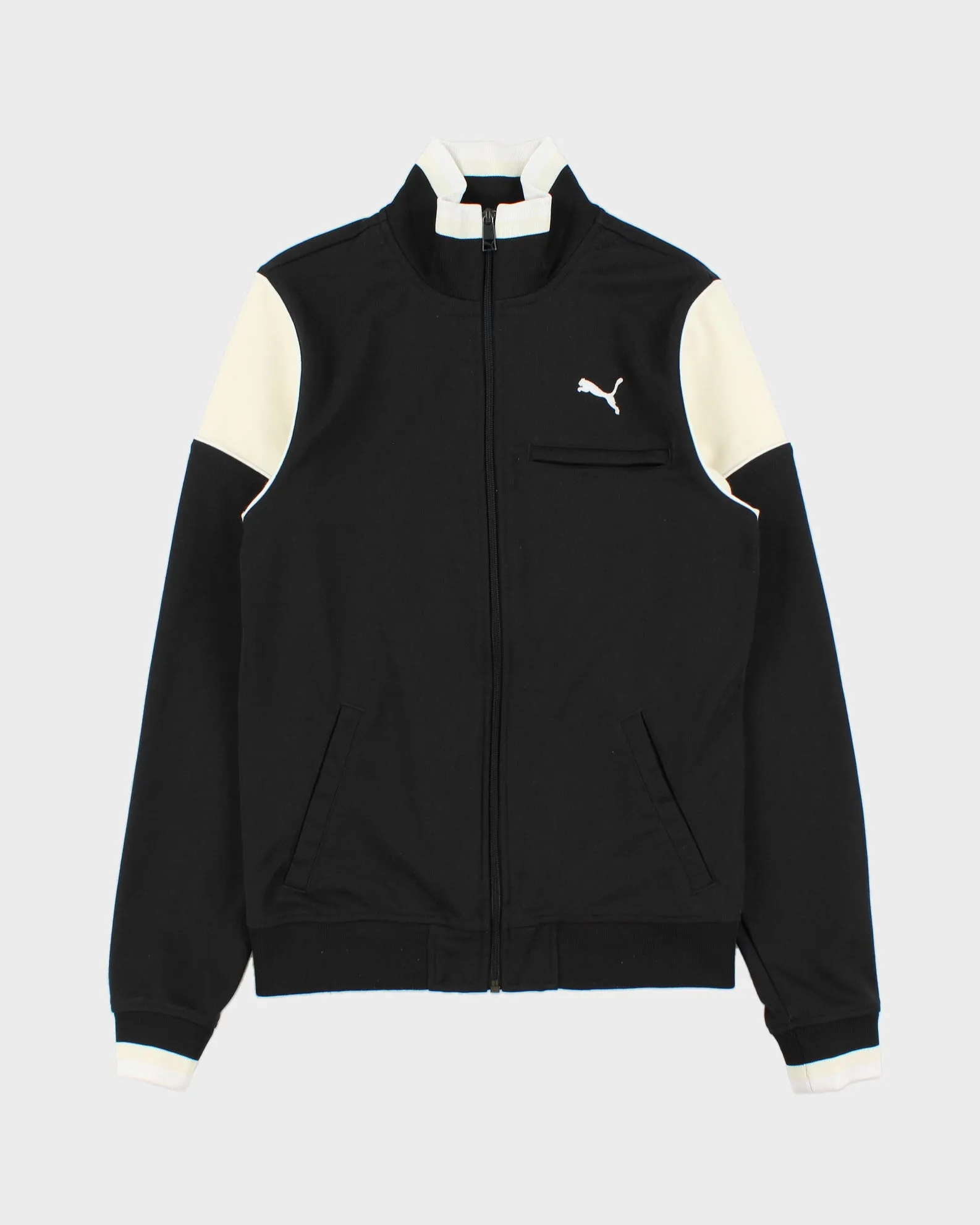 Vintage Puma Black Striped Classic Funnel Neck Track Jacket - S sold by Rokit