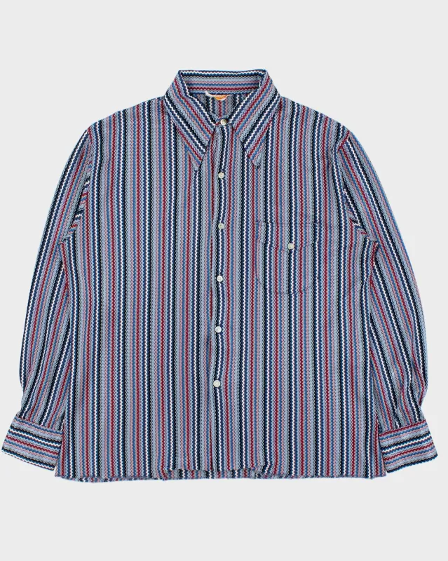 Vintage 1970s Luigi Pattern Striped Made In Canada Long Sleeve Pocket Shirt - XL made by Rokit