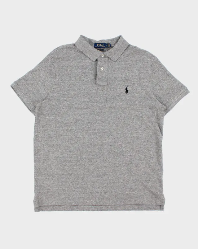 Vintage Polo Ralph Lauren Grey Marl Custom Slim Fit Short Sleeve Polo Shirt - L made by Ralph Lauren