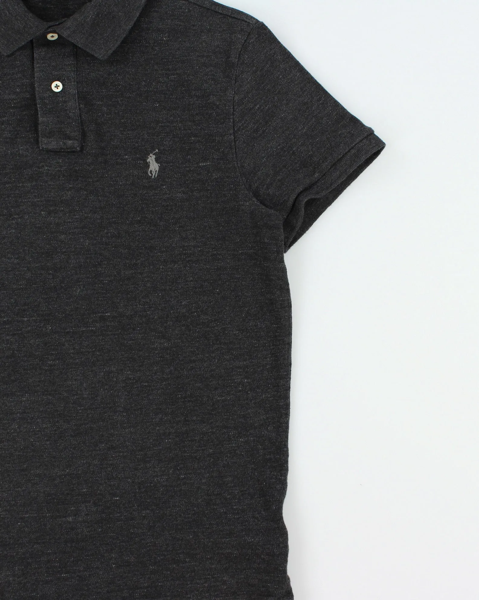 Vintage Polo Ralph Lauren Grey Marl Custom Slim Fit Short Sleeve Polo Shirt - M sold by Rokit product image thumbnail 3