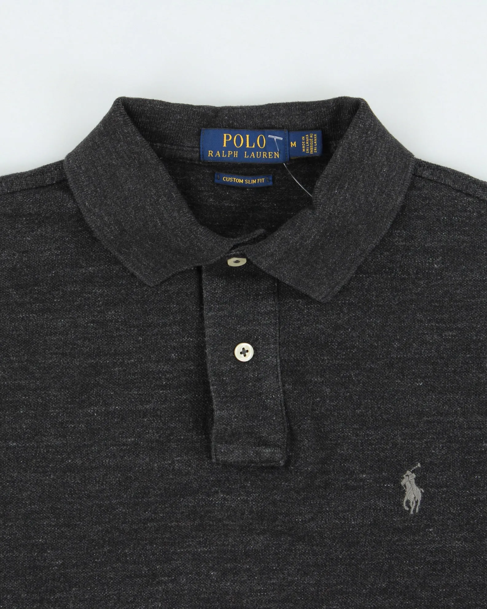 Vintage Polo Ralph Lauren Grey Marl Custom Slim Fit Short Sleeve Polo Shirt - M sold by Rokit product image thumbnail 5