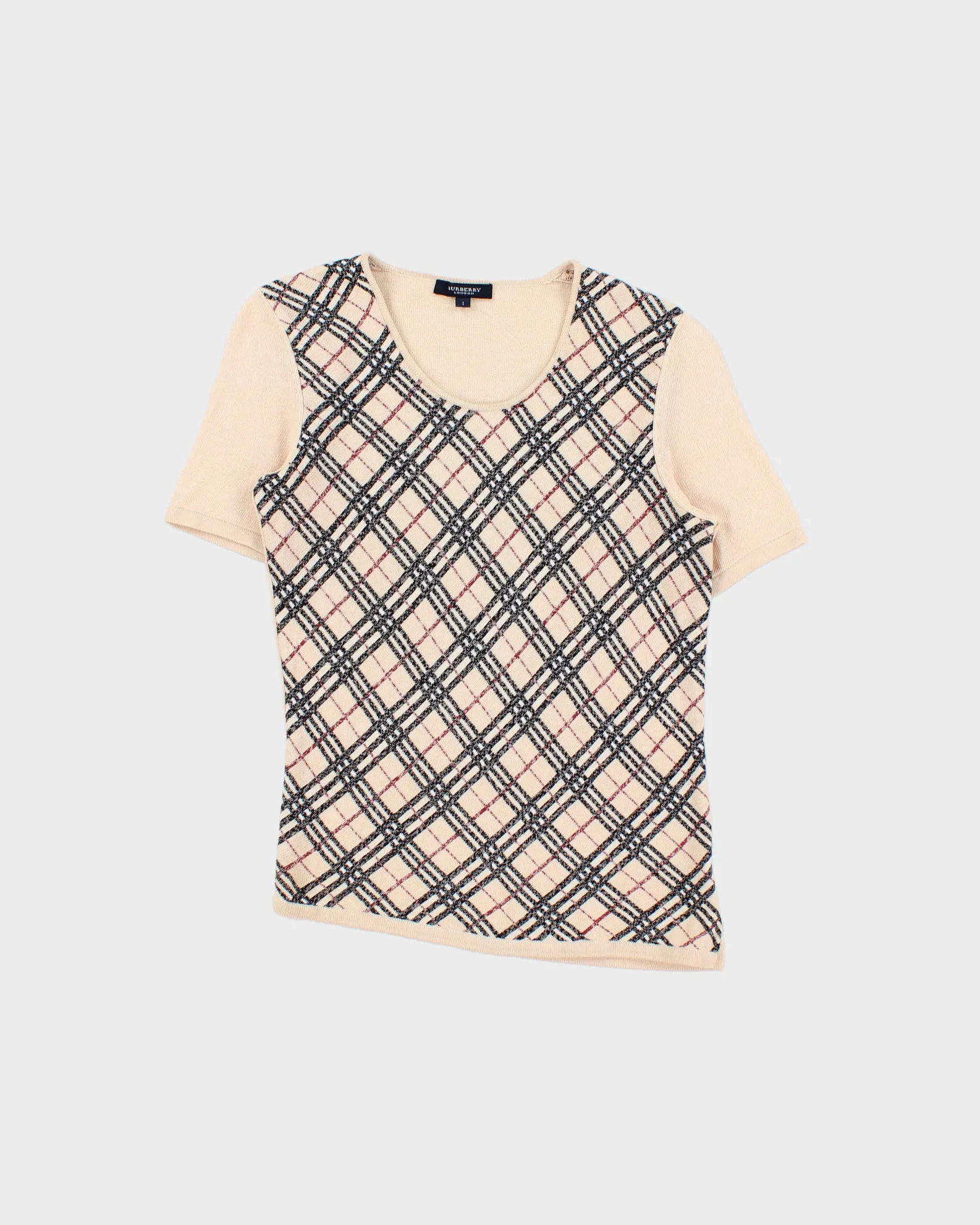 Vintage 2000s Burberry Nova Check Short Sleeve Jumper - S sold by Rokit