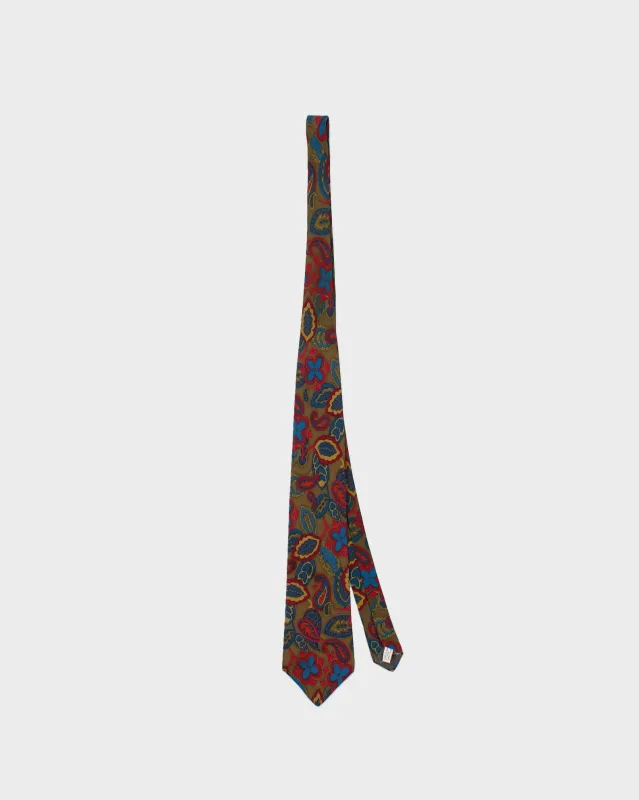 Vintage 1980s Longchamp Paisley Silk Tie made by Rokit