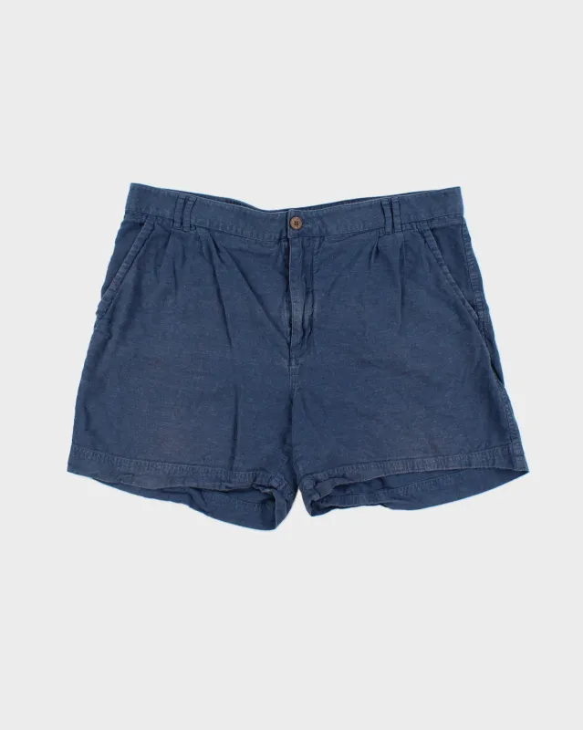 Vintage Patagonia 6" Navy Women's Mid-Rise Linen Look Double Pleated Casual Shorts - W38 made by Patagonia