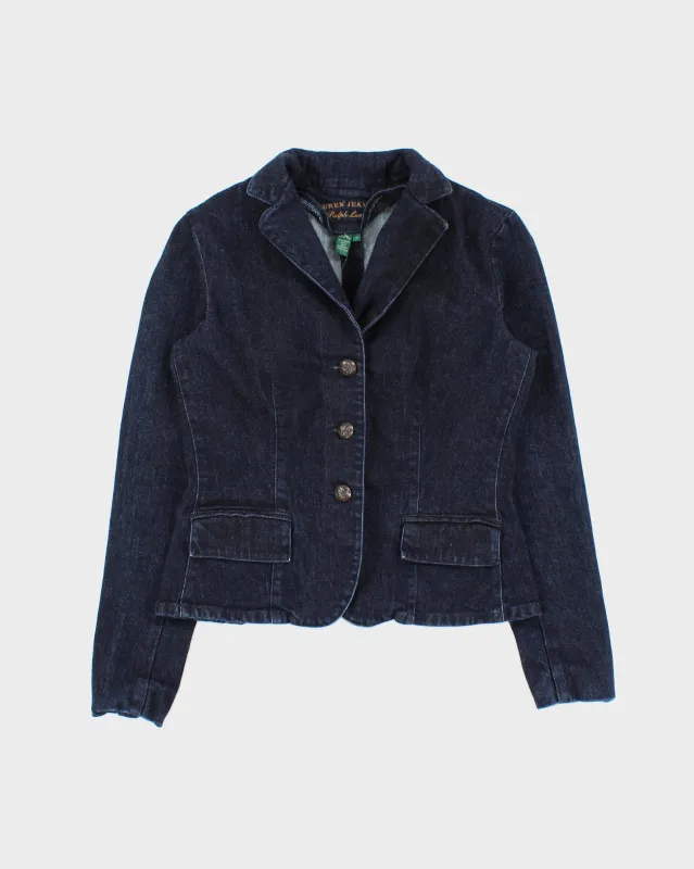 Vintage Y2K 00s Lauren Ralph Lauren LRL Women's Indigo Denim Blazer Jacket - S made by Ralph Lauren