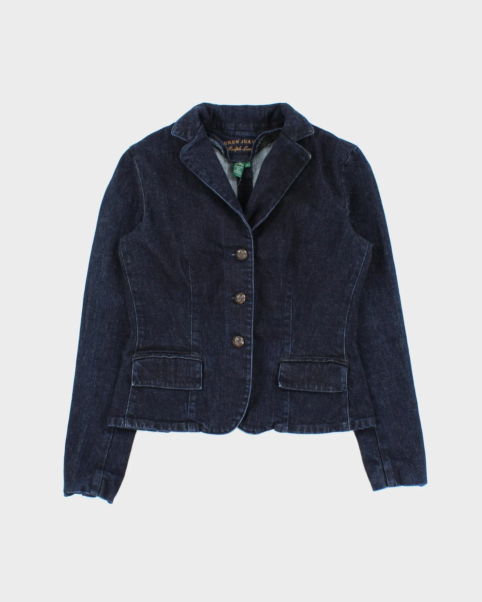 Vintage Y2K 00s Lauren Ralph Lauren LRL Women's Indigo Denim Blazer Jacket - S sold by Rokit
