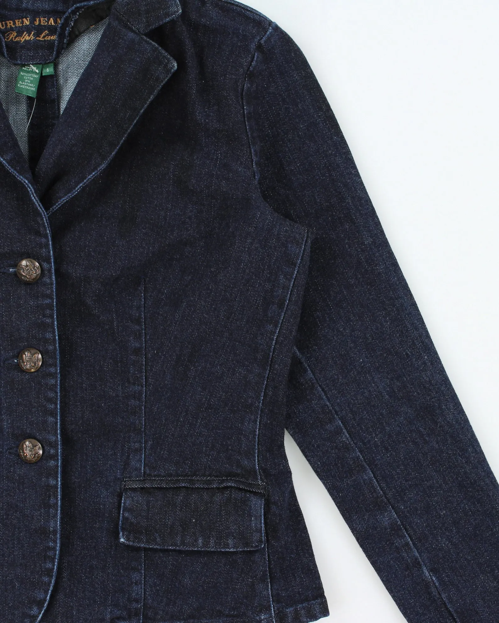 Vintage Y2K 00s Lauren Ralph Lauren LRL Women's Indigo Denim Blazer Jacket - S sold by Rokit product image thumbnail 3
