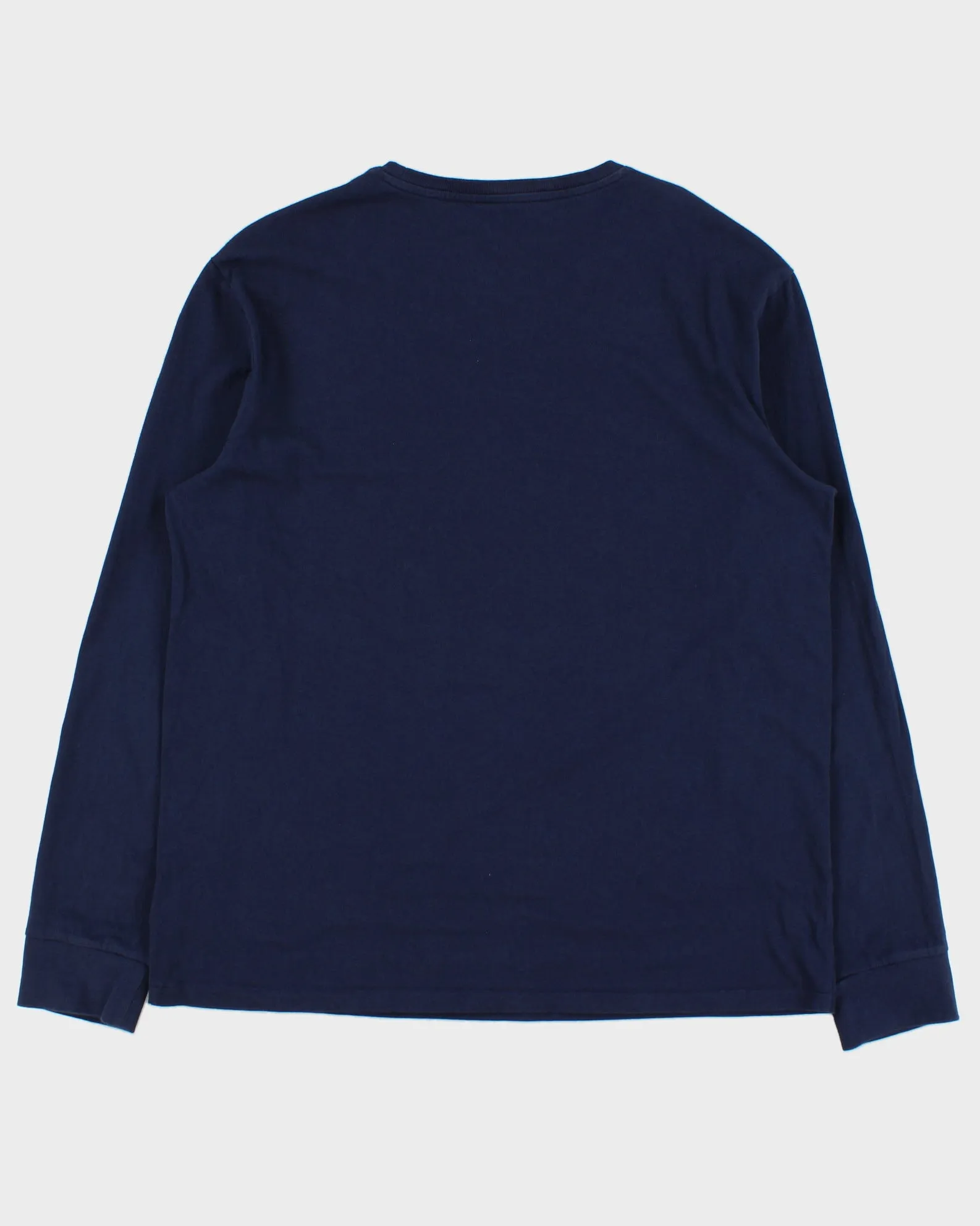 Vintage Polo Ralph Lauren Navy Crest Single Stitch Custom Slim Fit Long Sleeve Crewneck T-Shirt - L sold by Rokit product image thumbnail 2
