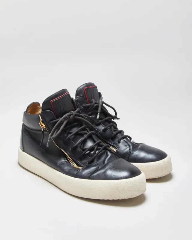 Guiseppe Zanotti Leather Double Zip Mid Top Coby Trainers - UK10 made by Rokit