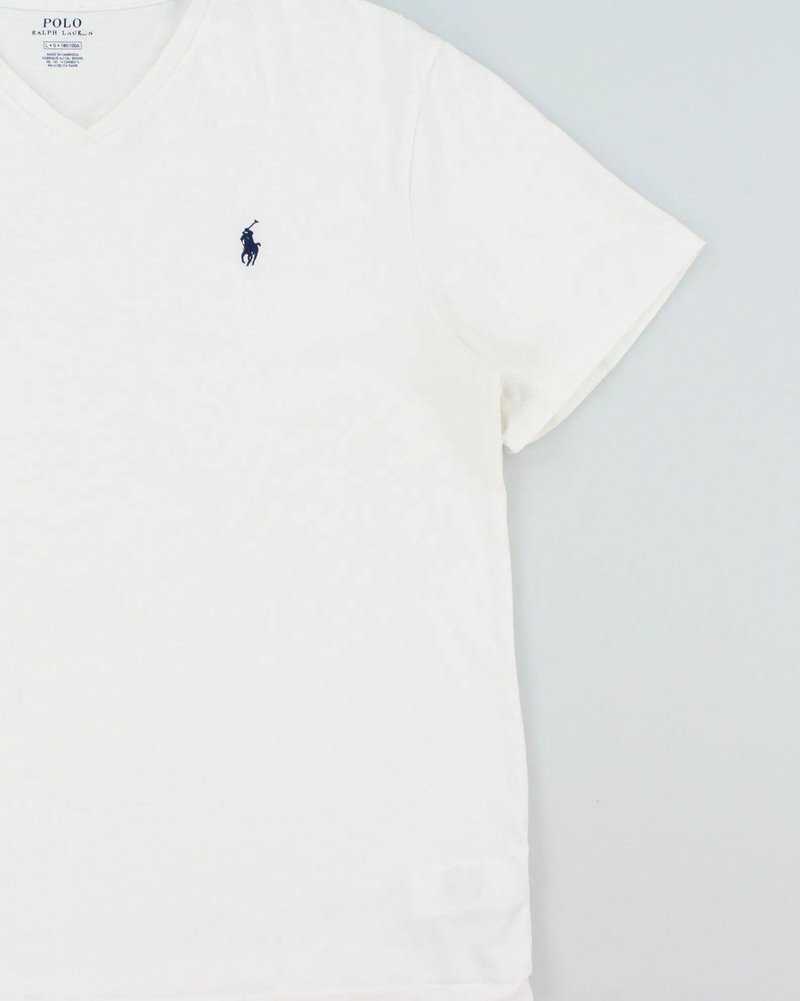 Vintage Polo Ralph Lauren Heavyweight Single Stitch Classic Fit V-Neck T-Shirt - L sold by Rokit product image thumbnail 3