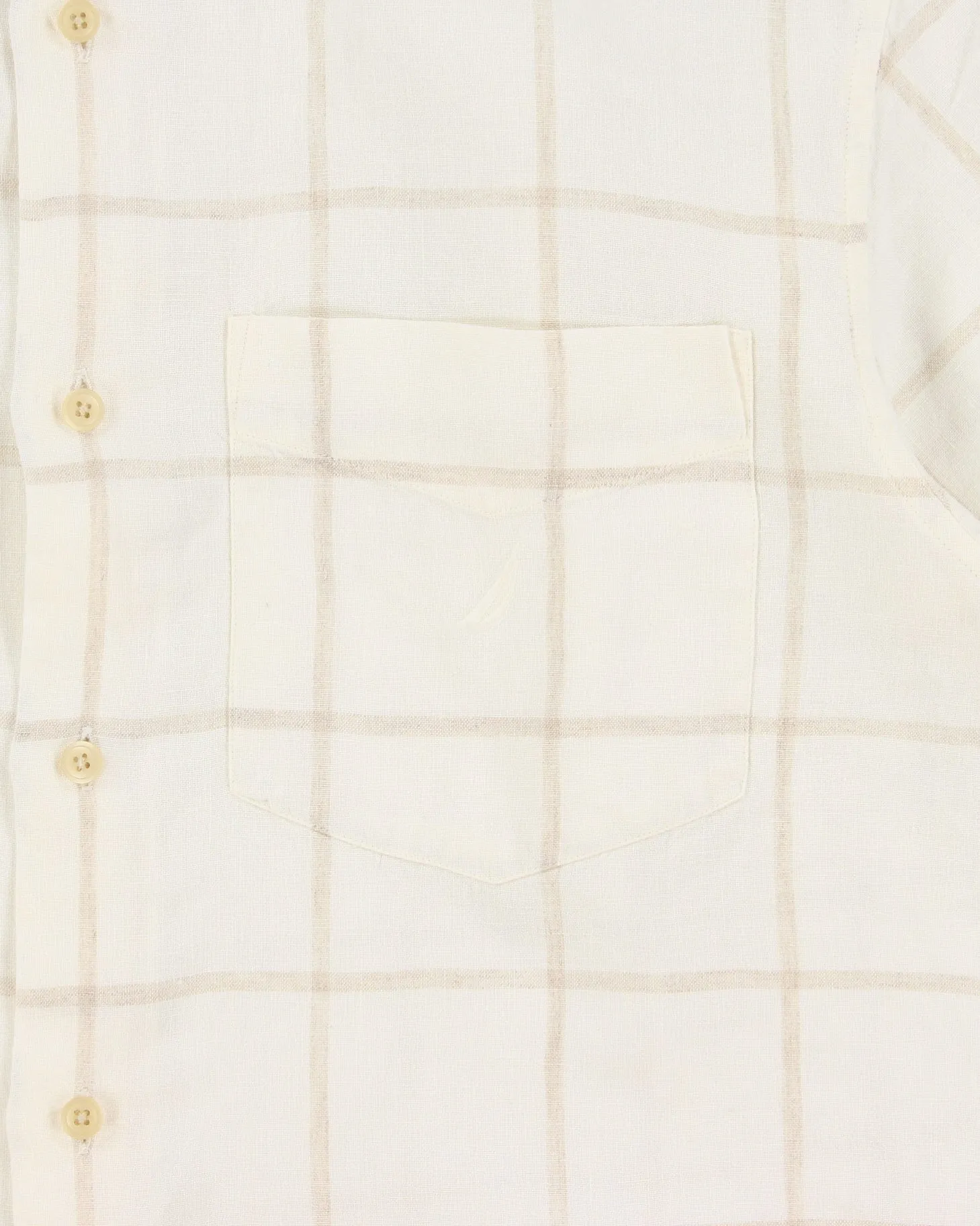 Vintage Y2K 00s Nautica Cream Windowpane Check Ocean Wash Linen Relaxed Fit Short Sleeve Shirt - S sold by Rokit product image thumbnail 4