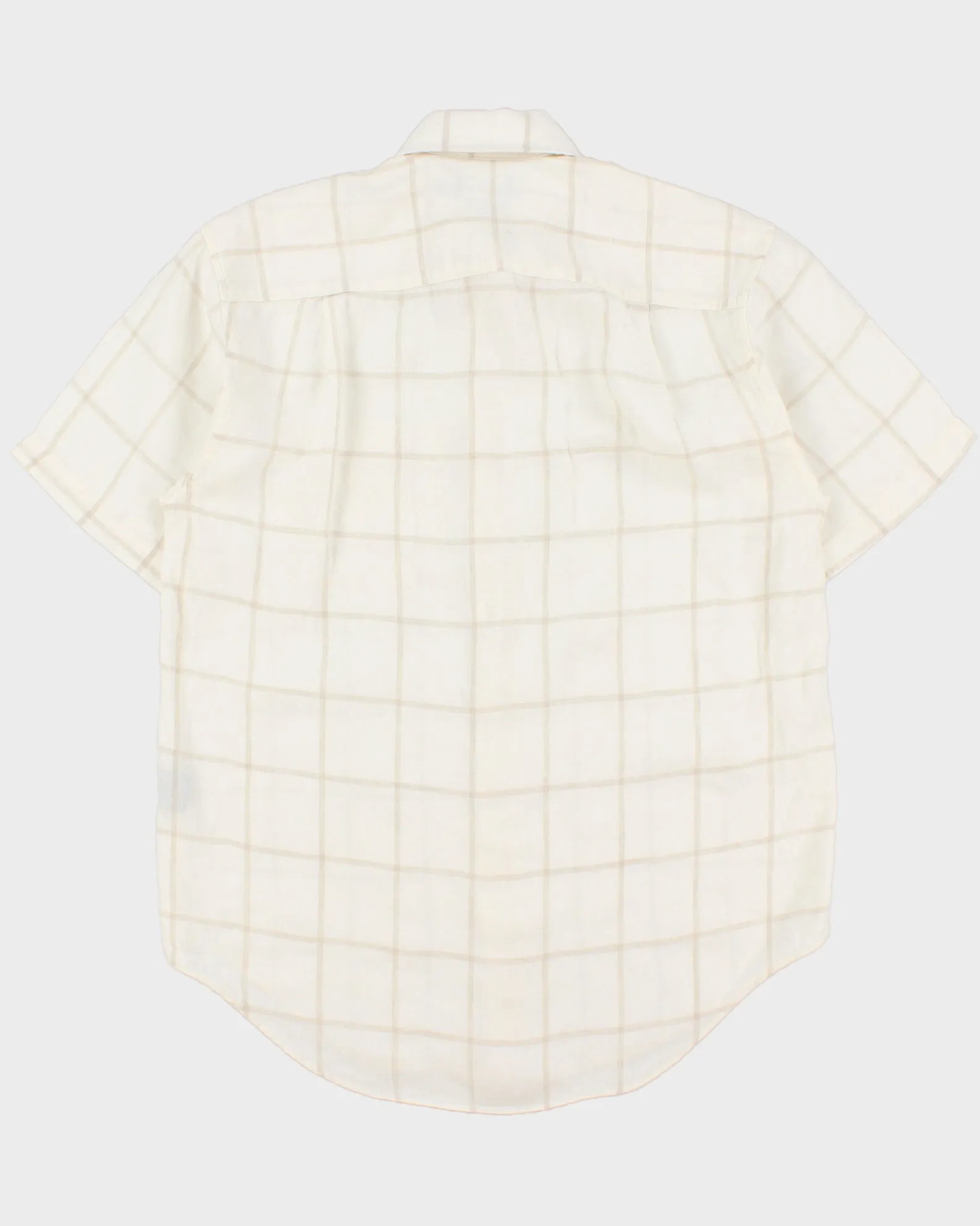 Vintage Y2K 00s Nautica Cream Windowpane Check Ocean Wash Linen Relaxed Fit Short Sleeve Shirt - S sold by Rokit product image thumbnail 2