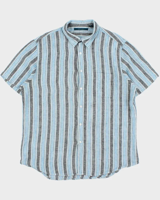 Vintage Perry Ellis Striped Linen Relaxed Fit Short Sleeve Shirt - XL made by Rokit