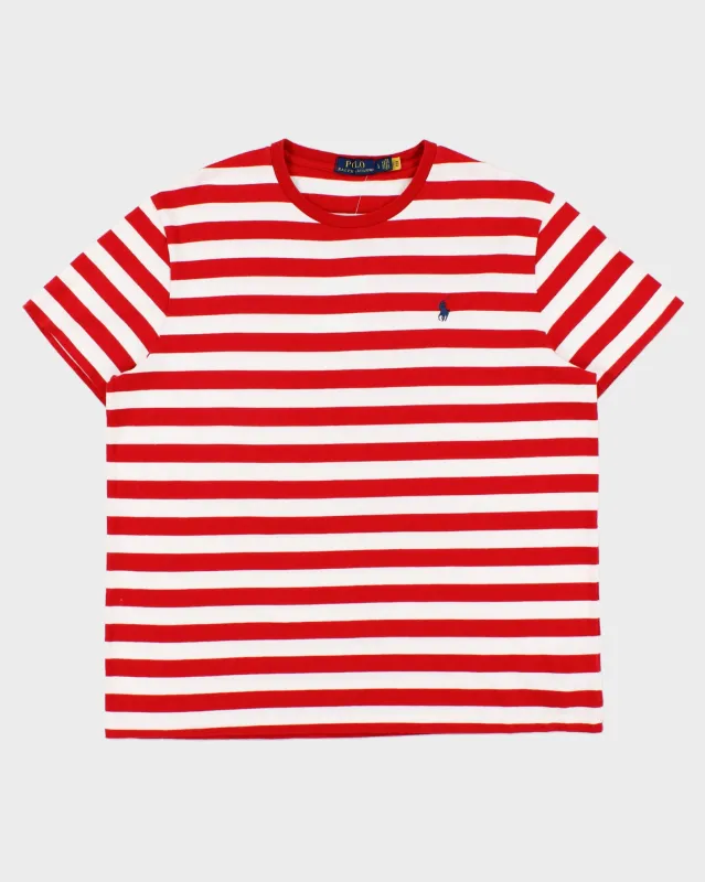 Vintage Polo Ralph Lauren Heavyweight Striped Single Stitch Crewneck T-Shirt - L made by Ralph Lauren