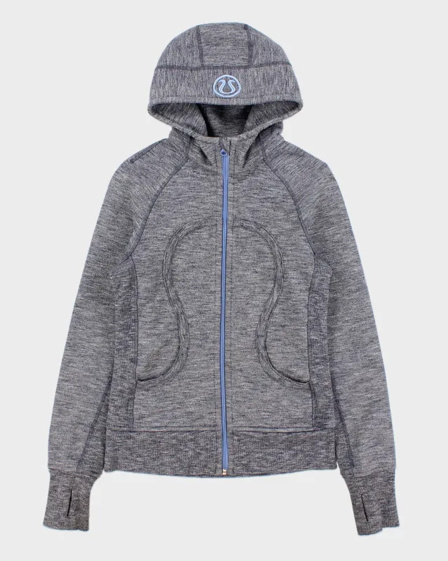 Vintage Lululemon Grey Marl Women's Heavyweight Full-Zip Scuba Hoodie - S made by Lululemon