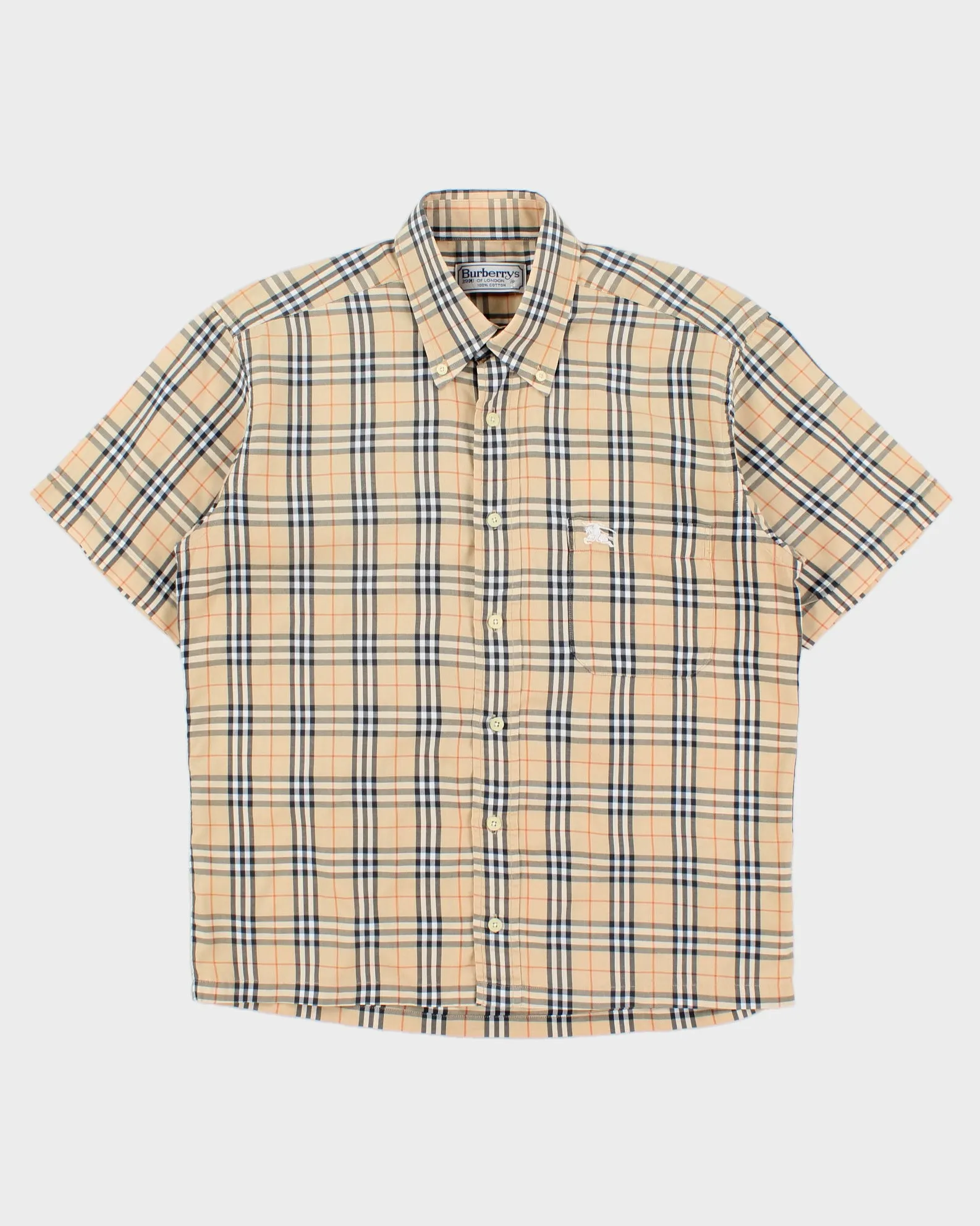Vintage 1990s Burberry Classic Nova Check Short Sleeve Shirt - L sold by Rokit