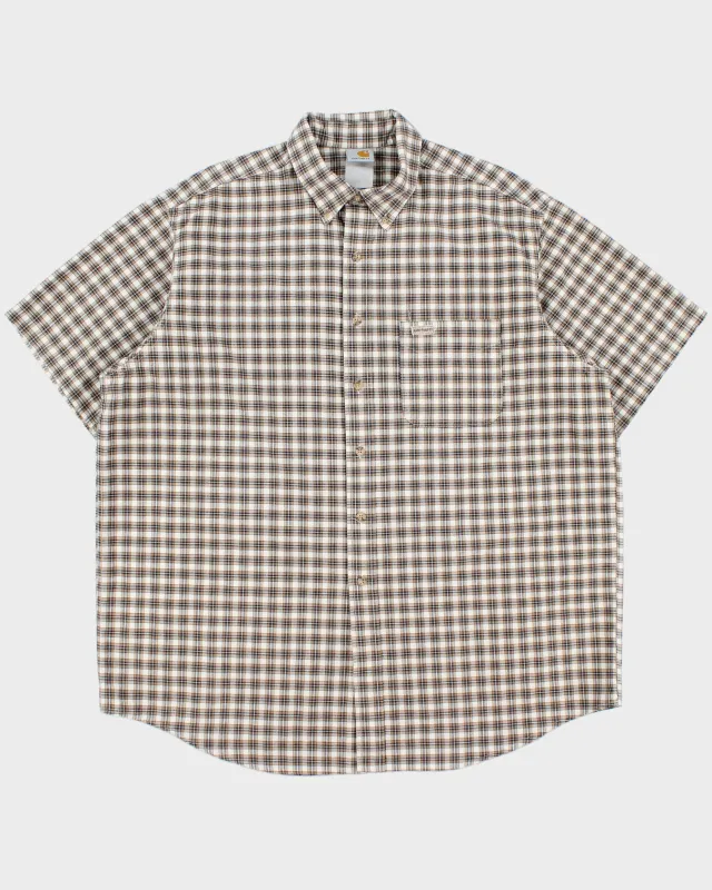 Vintage 1990s Carhartt Plaid Union Made In USA Short Sleeve Workwear Shirt - XL made by Carhartt