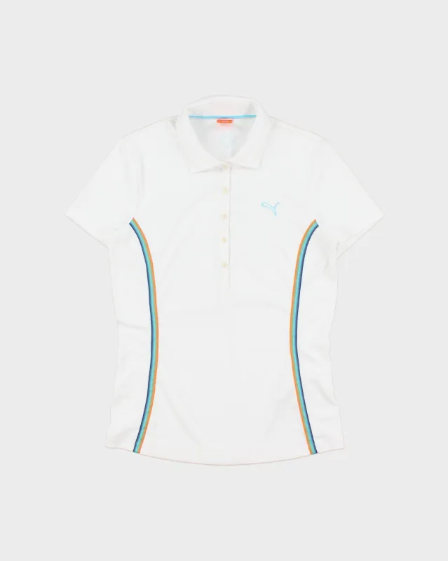 Vintage Y2K 00s Puma Women's Stripe Embroidered Short Sleeve Polo Shirt - S made by Puma