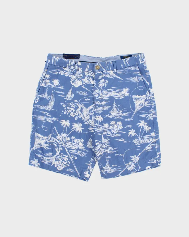 DS Polo Ralph Lauren Pastel Blue Linen Blend Aloha Classic Fit Chino Shorts - W33 made by Ralph Lauren