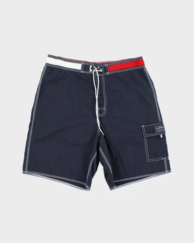 Vintage Y2K 00s Tommy Hilfiger Contrast Stitch Loose Fit Wide Leg Shell Swim Shorts - L made by Tommy Hilfiger