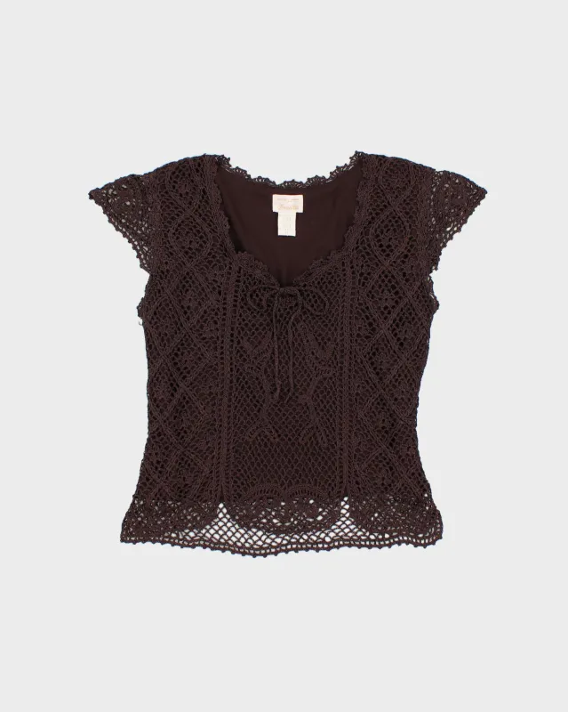 Vintage 1990s Kroshetta Crochet Cap Sleeve Top - XL made by Rokit