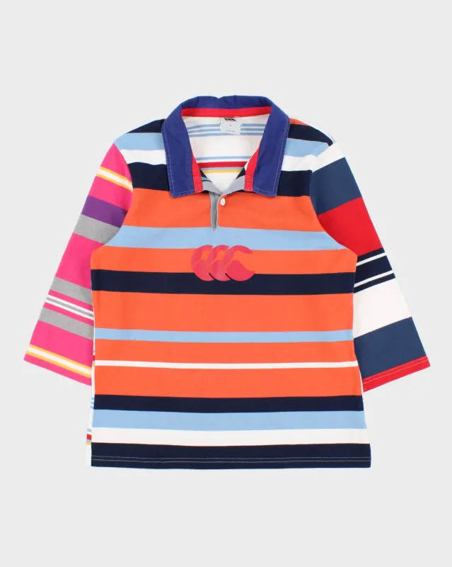 Vintage Canterbury Women's Multicoloured Striped 3/4 Sleeve Rugby Shirt - XL made by Rokit