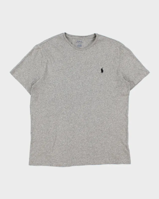 Vintage Polo Ralph Lauren Marl Grey Heavyweight Single Stitch Crewneck T-Shirt - M made by Ralph Lauren