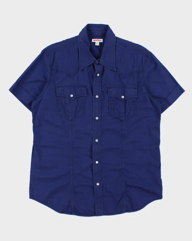 Vintage True Religion Chain Stitch Pearl Snap Button Short Sleeve Western Shirt - XL made by True Religion