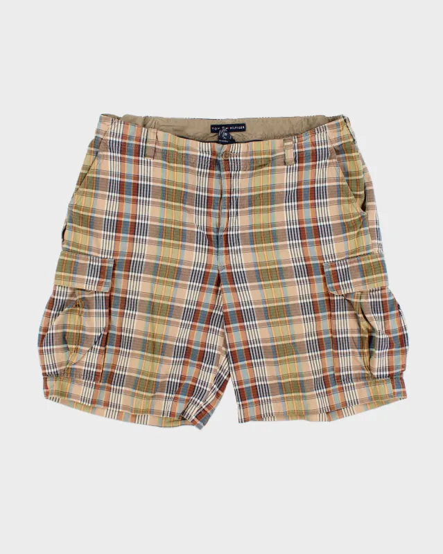 Vintage Y2K 00s Tommy Hilfiger Plaid Relaxed Fit Wide Leg Cargo Shorts - W38 made by Tommy Hilfiger