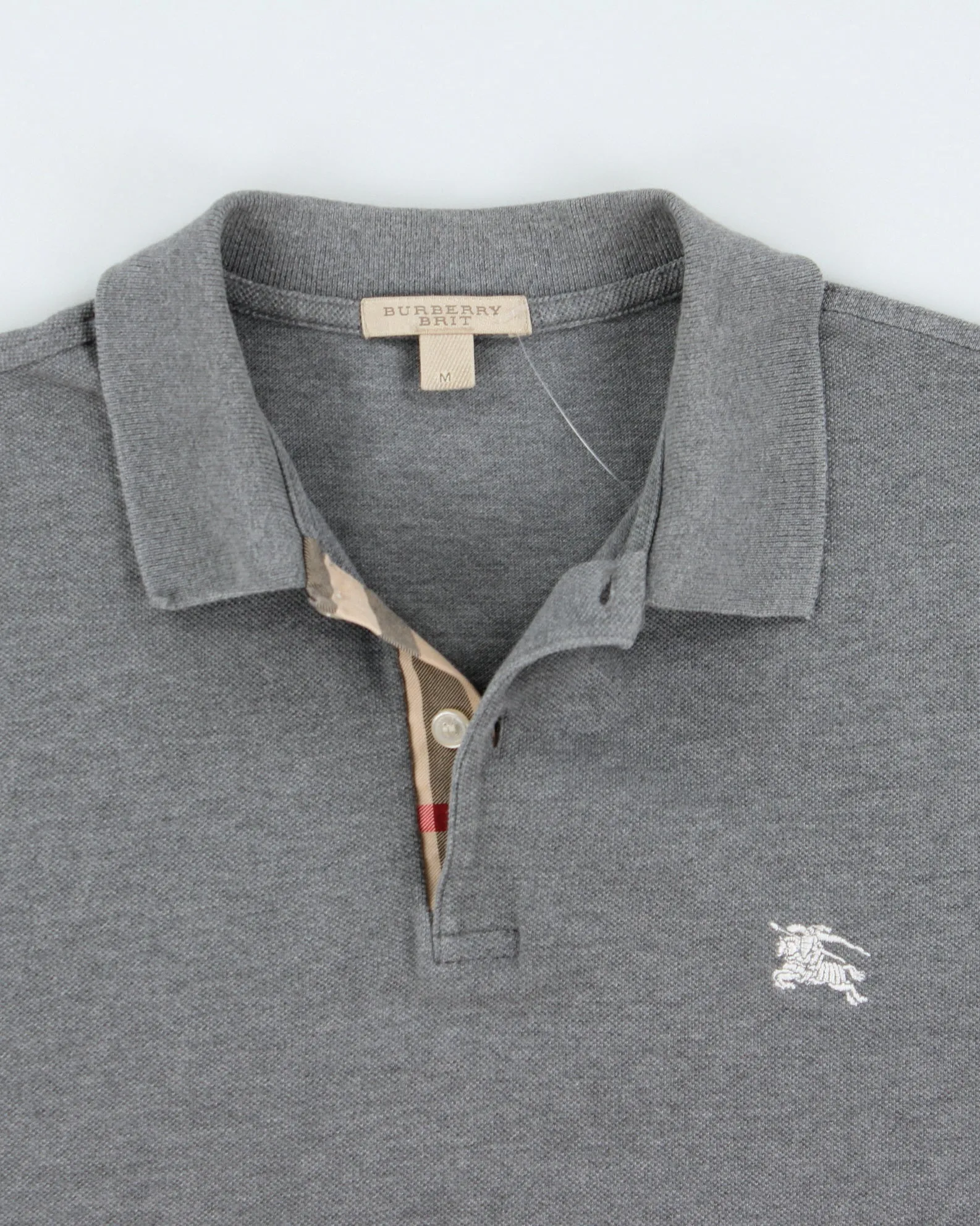 Vintage Burberry Brit Grey Marl Nova Check Placket Classic Fit Short Sleeve Polo Shirt - M sold by Rokit product image thumbnail 5