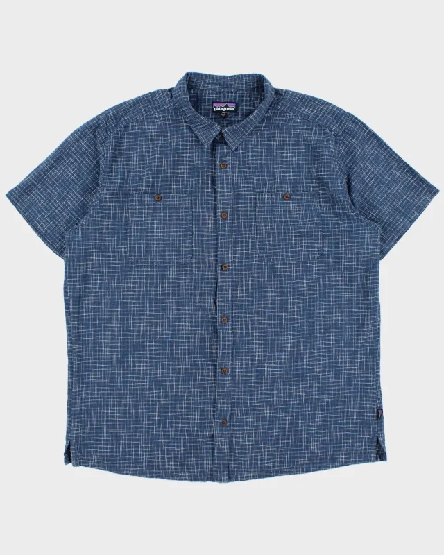 Vintage Patagonia Fade Check Hemp Blend Short Sleeve Pocket Shirt - XXL made by Patagonia