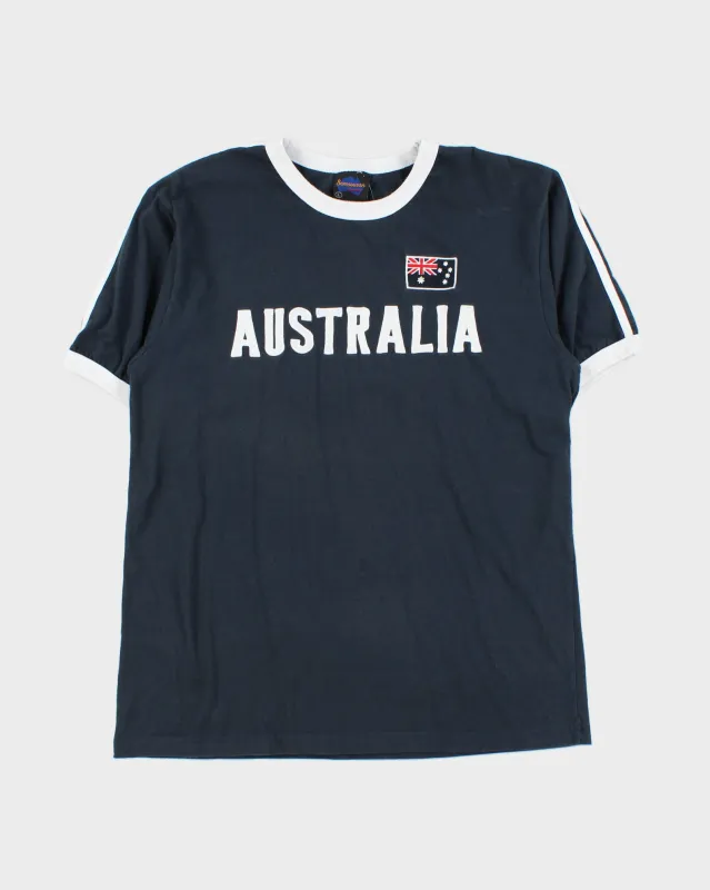 Vintage Y2K 00s Australia Navy Embroidered Striped Crewneck Ringer T-Shirt - L made by Rokit