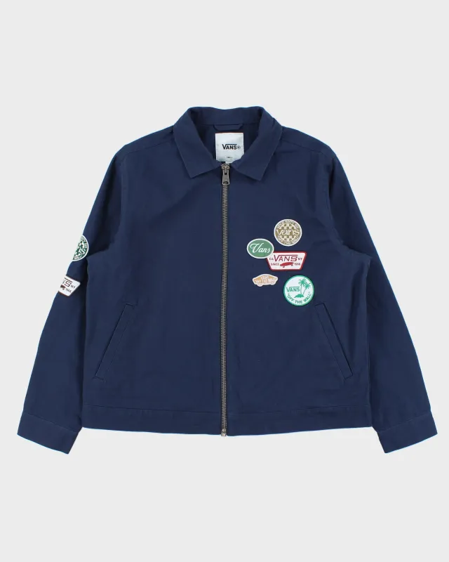Vans Navy Multi Patch Canvas Harrington Skater Jacket - S made by Vans