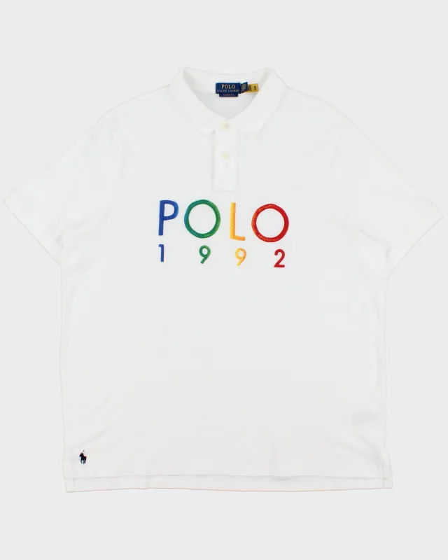 Vintage Polo Ralph Lauren 1992 Embroidered Stadium Classic Fit Short Sleeve Polo Shirt - XL made by Ralph Lauren