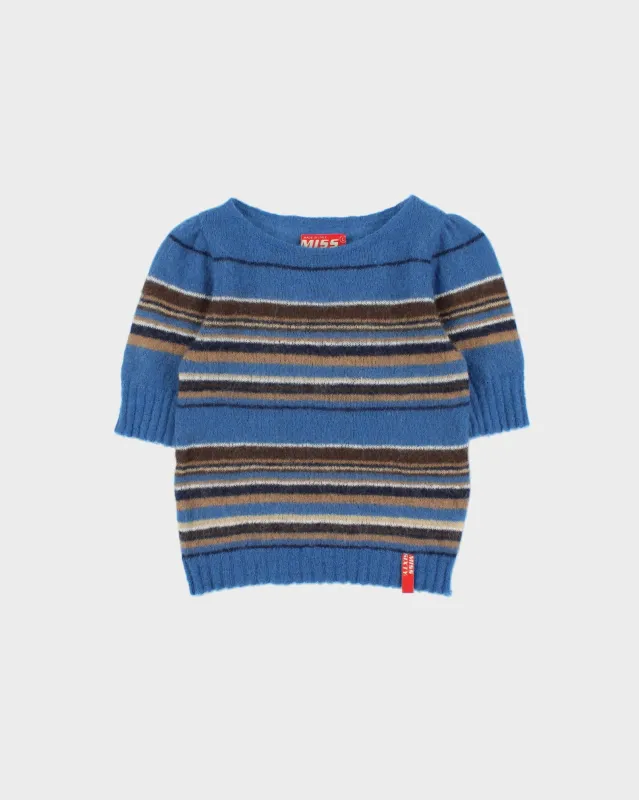 Vintage 1990s Miss Sixty Mohair & Wool Blend Stripe Short Sleeve Jumper - S made by Rokit