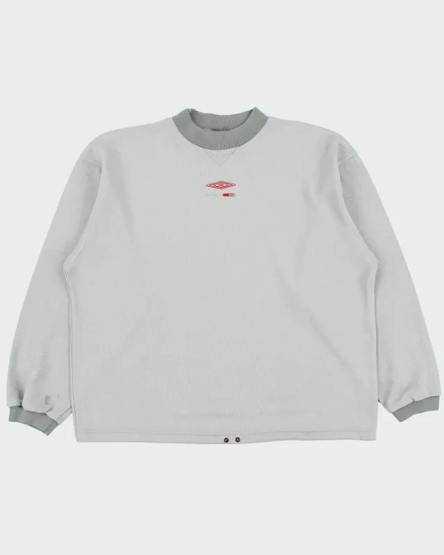 Vintage 2002 Y2K Umbro Pro Training Grey High-Neck Crewneck Sweatshirt - L made by Umbro