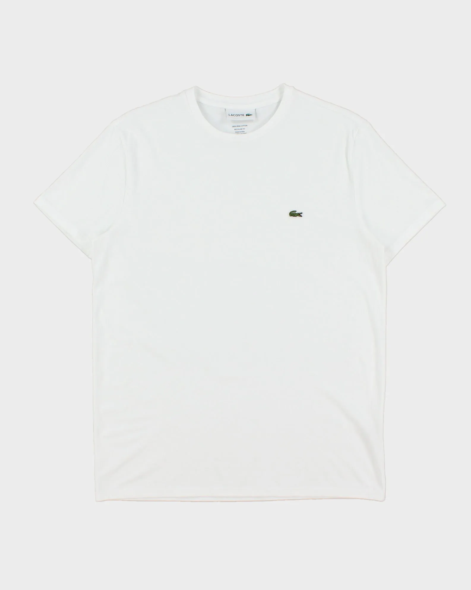 Lacoste White Pima Cotton Croc Pique Regular Fit Crewneck T-Shirt - L sold by Rokit