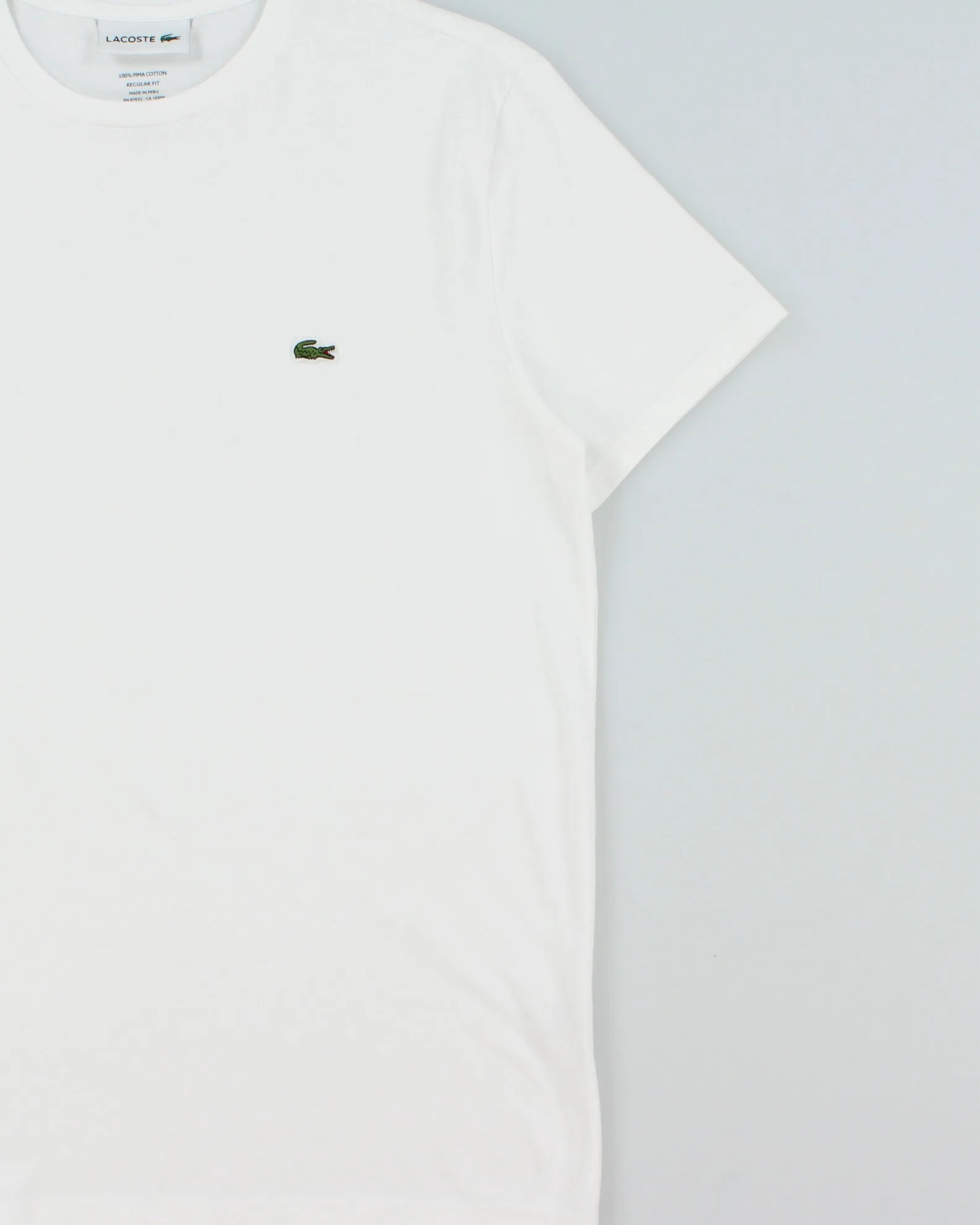 Lacoste White Pima Cotton Croc Pique Regular Fit Crewneck T-Shirt - L sold by Rokit product image thumbnail 3