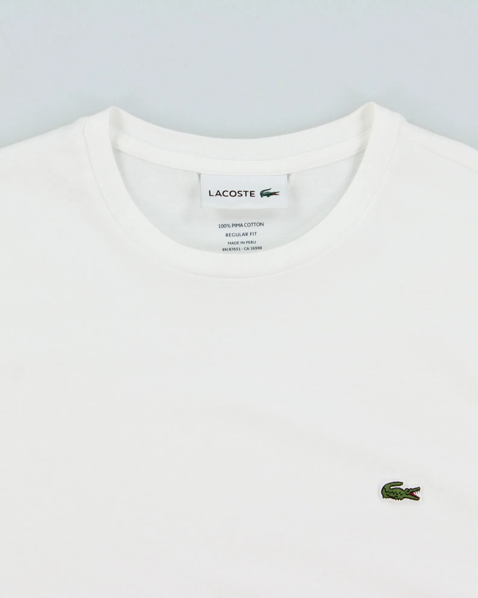 Lacoste White Pima Cotton Croc Pique Regular Fit Crewneck T-Shirt - L sold by Rokit product image thumbnail 5