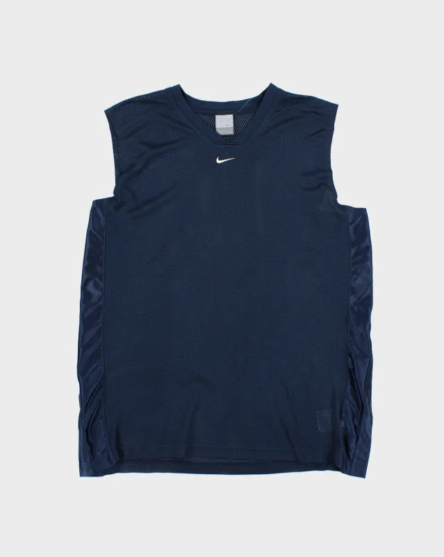 Vintage Y2K 00s Nike Centre Swoosh Satin Mesh Basketball Jersey - L made by Nike