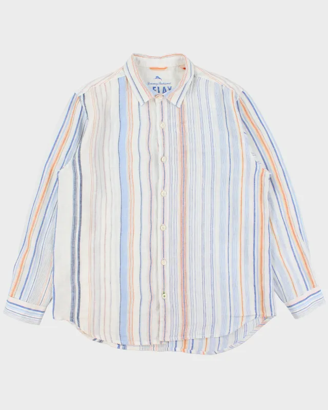 Vintage Tommy Bahama Striped Linen Relaxed Fit Long Sleeve Shirt - XL made by Tommy Bahama